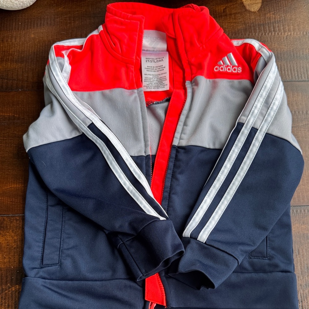 Adidas Kids Jacket in Red, Gray, and Navy
